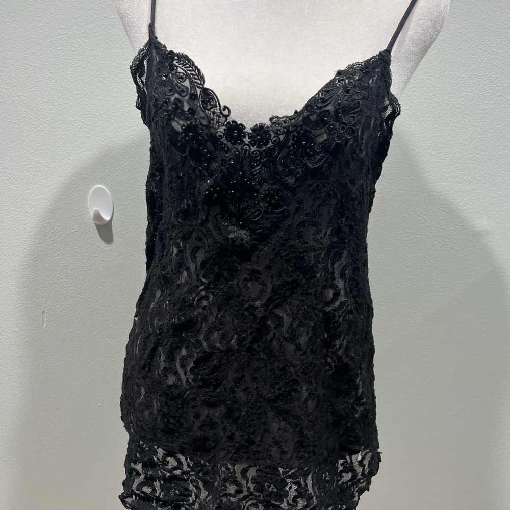 VTG Cinema Etoile Black Lace Slip Small